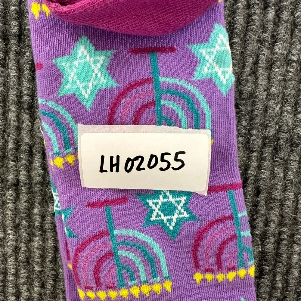 Sumona Hanukkah Knee High Socks Ladies Size 9-11 Purple Menorah Star of David